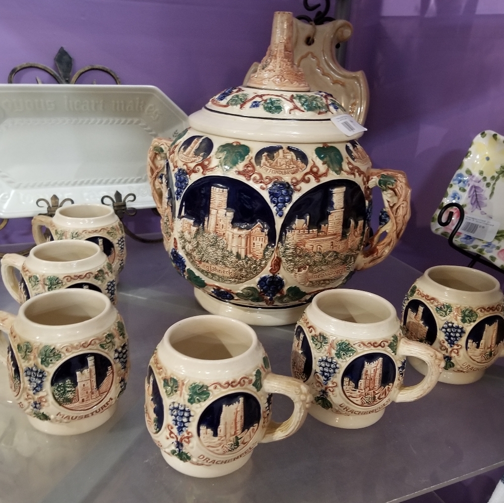 c. 1950's German Gerz Punch Bowl set